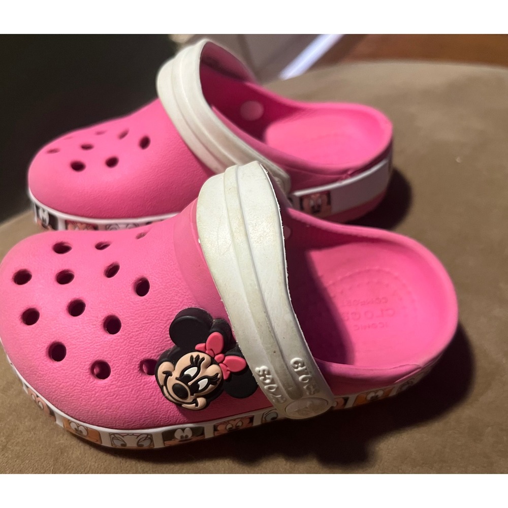 Crocs Disney Minnie Mouse Fun Lab Pink White Clogs Kids Size C6